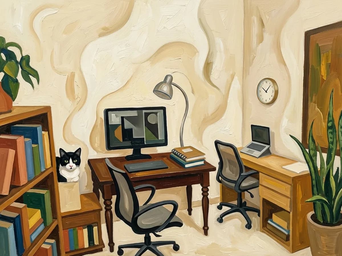 Escritório Neural Thinkers Lab — releitura artística no estilo cubista brasileiro